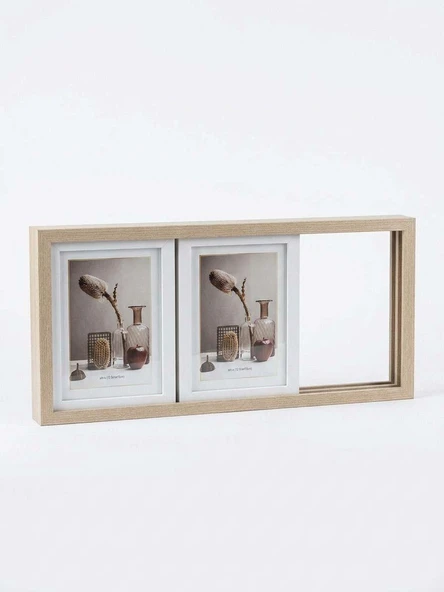 Kızaklı Fotoğraf Çerçevesi 3'lü (10x15 cm) – Masa Üstü Kullanım Meşe Renk ürün görseli 1