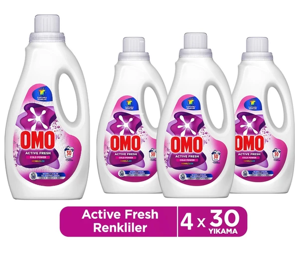 Omo Active Fresh Cold Power Renkliler Için Sıvı Deterjan 1500 Ml x 4 ürün görseli 1