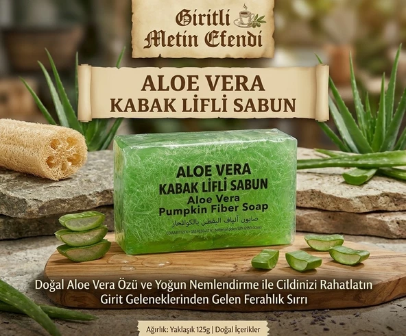 Giritli Metin Efendi Doğal Kabak Lifli Sabun - Aloe Vera ürün görseli 1