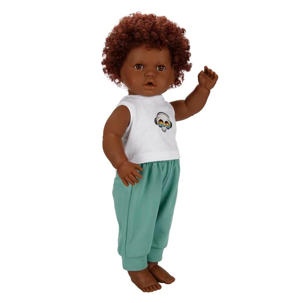 Dollz n More Yeşil Eşofmanlı Dada Kıvırcık Saçlı Bebek 60 cm 31674 ürün görseli 1