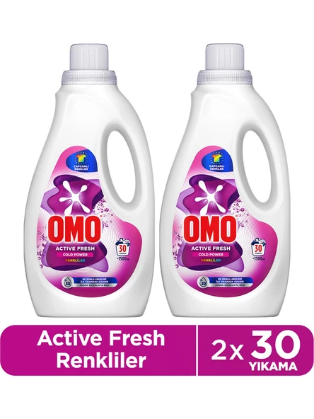 Omo Active Fresh Cold Power Renkliler Için Sıvı Deterjan 1500 Ml x 2 ürün görseli 1