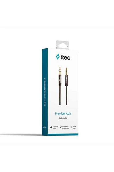 Ttec 2AK01 Stereo Premium Aux Ses Kablosu 3.5 mm 1 m - Siyah ürün görseli 1