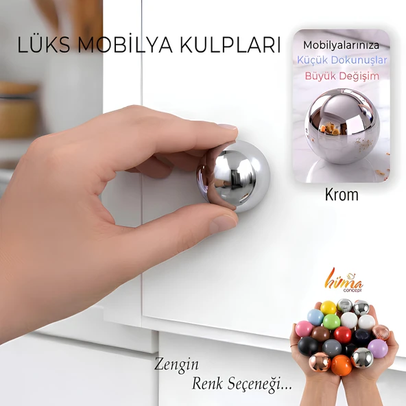 Sert Plastik Düğme Yuvarlak Top Krom Dolap Mobilya Mutfak Dolabı Çekmece Kulbu Kulpu Kulplar ürün görseli 1
