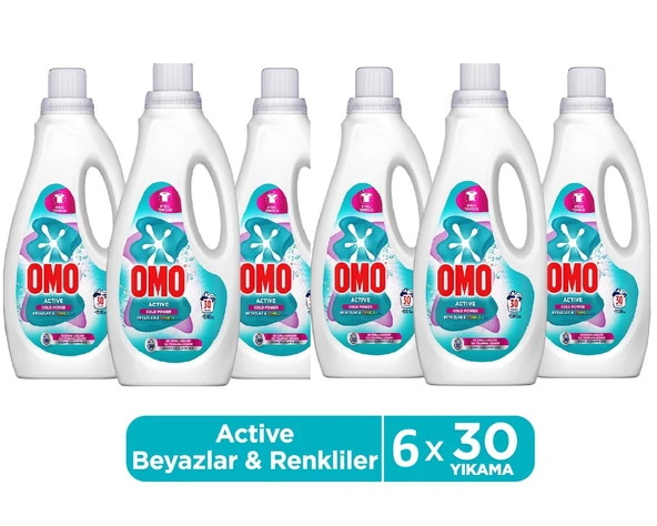 Omo Active Cold Power Beyazlar ve Renkliler Için Sıvı Deterjan 1500 Ml x 6 ürün görseli 1