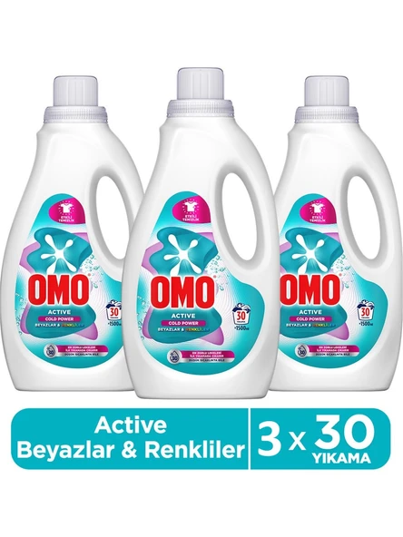 Omo Active Cold Power Beyazlar ve Renkliler Için Sıvı Deterjan 1500 Ml x 3 ürün görseli 1