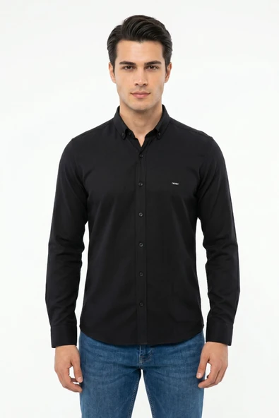 Erkek Spor Slim Fit Uzun Kol Likralı Gömlek BGL-ST05465 ürün görseli 1