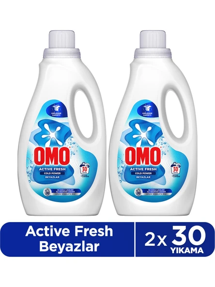 Omo Active Fresh Cold Power Beyazlar Için Sıvı Deterjan 1500 Ml x 2 ürün görseli 1