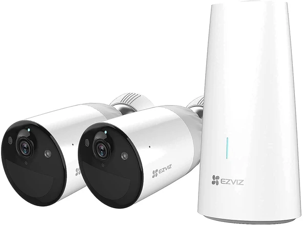 EZVIZ 1080P Kablosuz IP Kamera, 365 Gün Pil Gücü, Renkli Gece Görüşlü Güvenlik Sistemi, PIR Hareket Algılama, Çift Yönlü Ses, IP66 Hava Koşullarına Dayanıklı, Alexa ile Uyumlu, BC1-B2 (2 Kamera+1Base) ürün görseli 1
