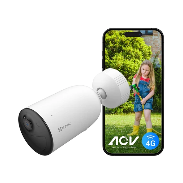 EZVIZ 4G LTE Pilli Gözetleme Kamerası, AOV Modlu 2K Kablosuz Dış Mekan Kamerası, Kişi/Araç Algılama, Renkli Gece Görüşü, 2 Yönlü Ses ve Aktif Savunma, WiFi Yok, CB3 ürün görseli 1