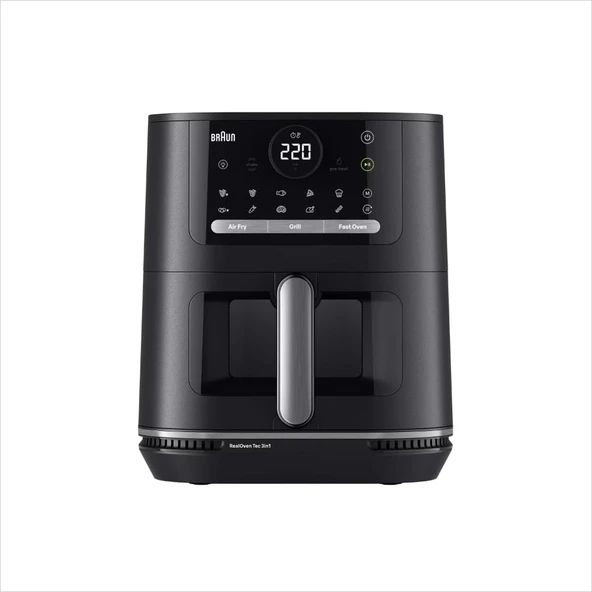 Braun MultiFry 5 HF5073IBK, 3'ü 1 arada sıcak hava fritözü, 6 L hava fritözü, 80-220°, 20 program, bulaşık makinesinde yıkanabilir sepet, dokunmatik kontrol, RealOven teknolojisi, 2000 W, siyah ürün görseli 1