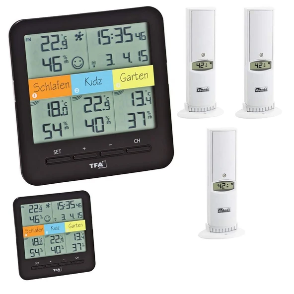 TFA Dostmann KlimaHome Rhodes TFA 30.3060.IT kablosuz termo-higrometre (siyah (30.3060.01)) ürün görseli 1