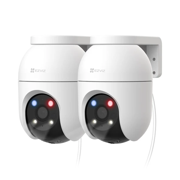 EZVIZ 5MP Pan&Tilt gözetleme kamerası dış mekan WiFi, 360° PTZ, kişi/araç algılama, iki yönlü ses, otomatik izleme, renkli gece görüşü, 2,4/5GHz WiFi 6, hava koşullarına dayanıklı, C8c 3K 2'li paket ürün görseli 1