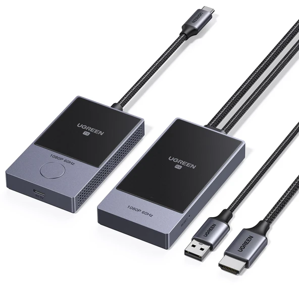 UGREEN Kablosuz USB C Verici ve Alıcı USB C TX ve HDMI RX 1080P@60Hz 5G/WiFi İletimi 50 m/164 ft Cep Telefonları/Bilgisayarlar/Dizüstü Bilgisayarlar/Windows/Mac OS/Linux/MacBook Air ile uyumlu ürün görseli 1