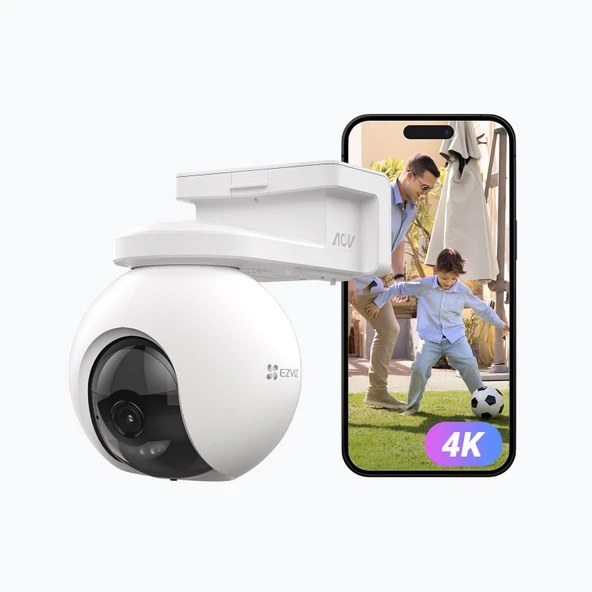 EZVIZ 4K PTZ Kablosuz WiFi Dış Mekan Kamerası, 360° Güneş Enerjisi/Pil Gözetleme Kamerası Dış Mekan, Renkli Gece Görüşü, Yapay Zeka İnsan ve Araç Algılama, AOV Modu, İki Yönlü Ses, CB8 Pro 4K ürün görseli 1