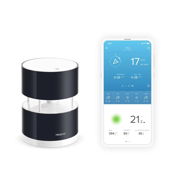 Netatmo meteoroloji istasyonu için Netatmo rüzgar ölçer, siyah, NWA01-WW, 16 cm ürün görseli 1