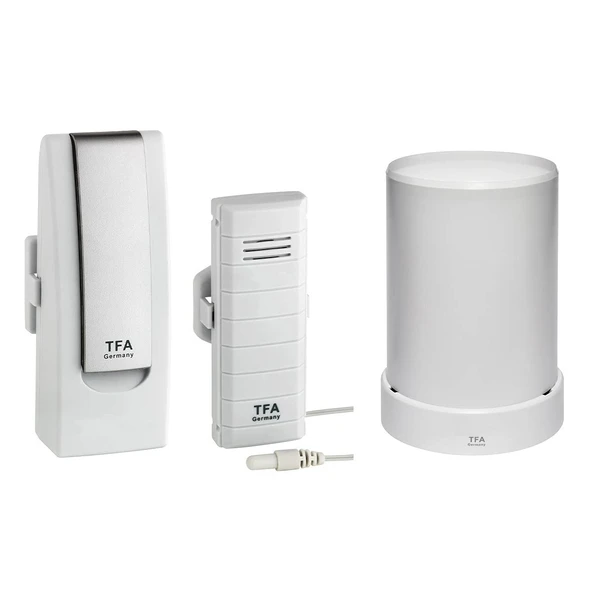 TFA Dostmann Weatherhub başlangıç ​​seti, sıcaklık vericisi ve radyo yağmur ölçeri ile, SmartHome, havuzlar, göletler, soğutma cihazları için ideal, kurulumu kolay, U305 x G245 x Y245 mm ürün görseli 1