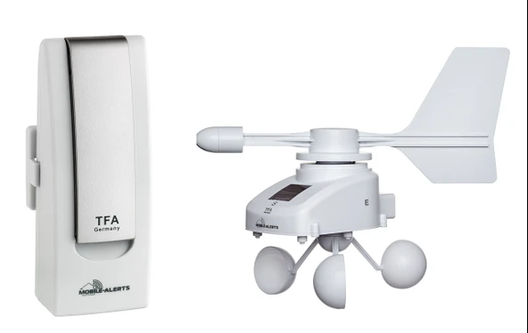 TFA Dostmann Weatherhub meteoroloji istasyonu kablosuz güneş enerjili anemometre, SmartHome, iklim ve ev izleme, akıllı telefon izleme, beyaz, U 40 (44) x G 28 (32) x Y 104 mm ürün görseli 1