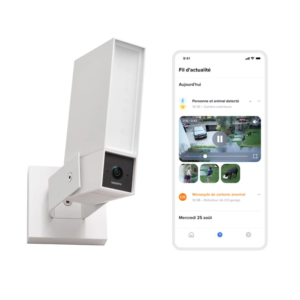 Netatmo Dış Mekan Güvenlik Kamerası, WiFi 5GHz, 2K HDR, Yapay Zeka İnsan/Araç/Hayvan Algılama, LED Projektör 12W, Siren 105dB, Yerel Depolama, Abonelik Yok, Beyaz, NOC-2-AMZ ürün görseli 1