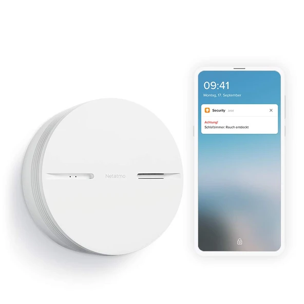 Netatmo Akıllı Duman Dedektörü, 10 yıllık pil, kendi kendine test işlevi, 85 dB alarm, bağımsız cihaz, EN14604 sertifikalı, NSA-DE ürün görseli 1