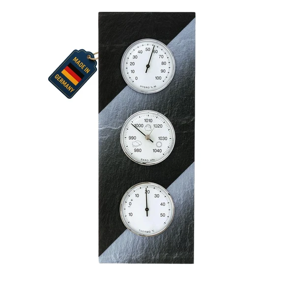 TFA Dostmann analog hava durumu istasyonu arduvazdan yapılmış, 20.3018, barometre, termometre, higrometre, Alman aile şirketi, iç mekan kullanımı için, sıcaklık ve nem, arduvaz dahil ürün görseli 1