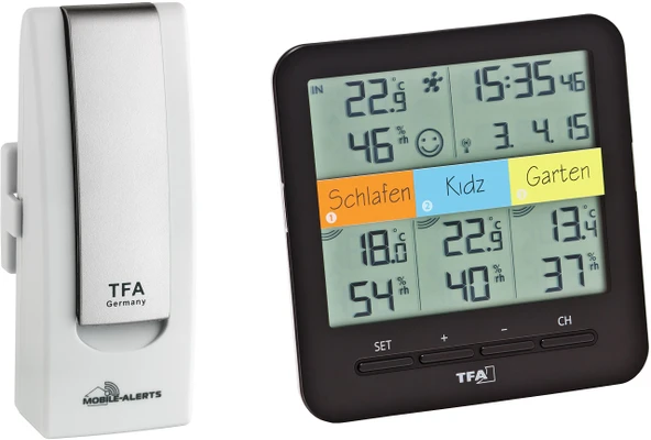 TFA Dostmann meteoroloji istasyonu, Weatherhub Smarthome sistemi iklim ve akıllı telefonlu ev izleme, kablosuz termo higrometreli başlangıç ​​seti, beyaz, 40 x 28 x 104 cm, 31.4007.02 ürün görseli 1