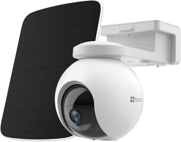 EZVIZ 4G LTE gözetleme kamerası, 2K kablosuz PTZ dış mekan kamerası, kişi algılama özelliğine sahip döner pilli kamera, otomatik izleme, aktif savunma, EB8 kiti ürün görseli 1