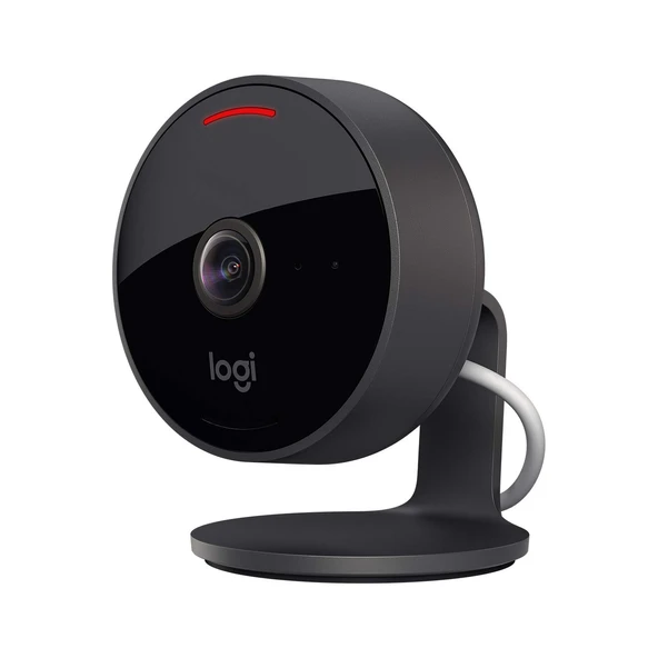 Logitech Circle View - Hava Koşullarına Dayanıklı Kablolu Ev Güvenlik Kamerası, 180° Geniş Açı, 1080p HD, Gece Görüşü, 2 Yönlü Ses, Şifreleme ve Apple HomeKit Güvenli Video - Siyah ürün görseli 1