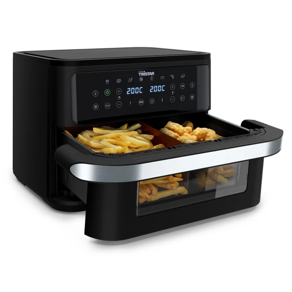 Tristar Dualzone Flex sıcak hava fritözü, 10 L kapasite, 2800W, 8 program, dijital ekran, yağsız pişirme, otomatik kapanma, yapışmaz, bulaşık makinesinde yıkanabilen parçalar, FR-9432 ürün görseli 1