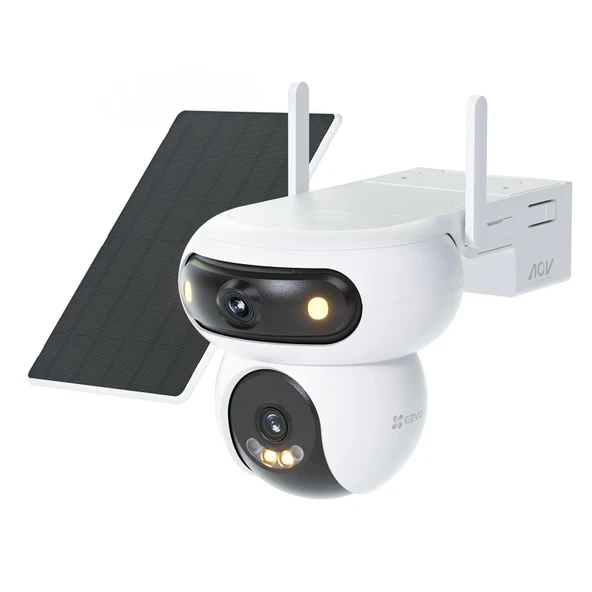 EZVIZ Kablosuz WiFi PTZ Dış Mekan Gözetleme Kamerası, 2K+2K+ Çift Lensli, 8W Güneş Panelli Kablosuz Pil Kamerası, Her Zaman Açık Modu, Kişi/Araç Algılama, 35M Gece Görüşü, HB90 İkili Kit ürün görseli 1
