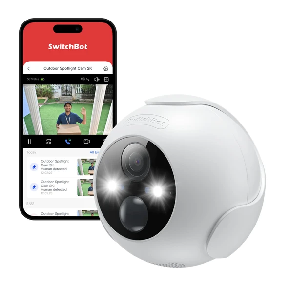 SwitchBot Kablosuz Güvenlik Kamerası 2K, 10000 mAh pille çalışan su geçirmez dış mekan kamerası, renkli gece görüşü, AI insan/hayvan hareket algılama, Alexa uyumlu, 256 GB yerel ve bulut çift depolama ürün görseli 1