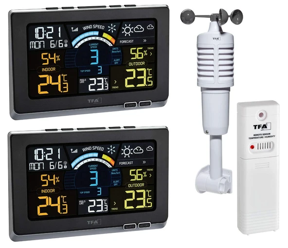 Kablosuz meteoroloji istasyonu Spring Breeze Plus TFA 35.1140.01.Plus ekonomi seti, 2 renkli ekran ve ek vericiyle ürün görseli 1