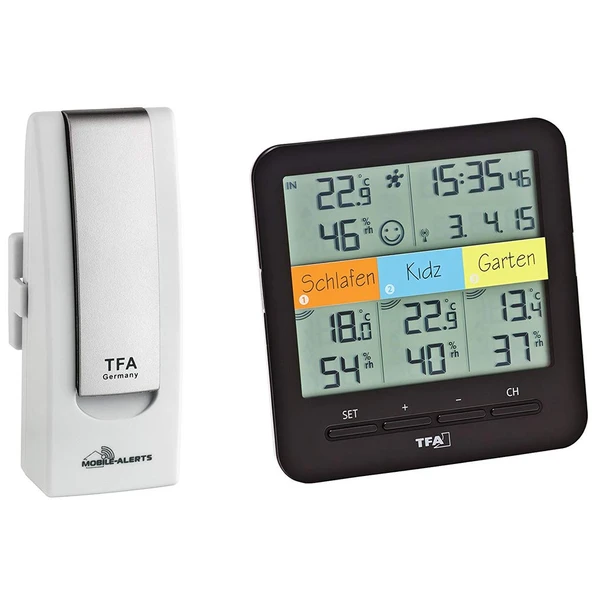 TFA Dostmann 31.4007.02 Klima@Home kablosuz termo higrometre, mobil iklim ve ev izleme özelliğine sahip Weatherhub başlangıç ​​seti (pillerle birlikte beyaz) ürün görseli 1