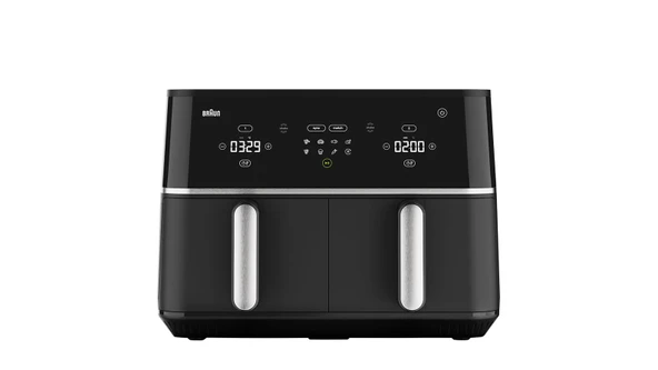 Braun TwinCook 5 TD5030IBK, 10 L kapasiteli sıcak hava fritözü, 80-200°,PFAS içermeyen seramik kaplama,RealAir Teknolojisi, 8 program,dokunmatik kontrol, bulaşık makinesinde yıkanabilir, 2400 W, siyah ürün görseli 1