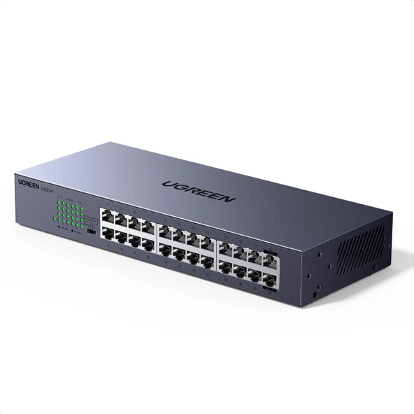 UGREEN 24 Bağlantı Noktalı Gigabit LAN Anahtarı Ağ Anahtarı, Yönetilmeyen, 48 Gbp/S Anahtarlama Kapasitesi, 19 İnç Raf Montajı, TV/Dizüstü Bilgisayar/Anahtar/Yönlendirici ürün görseli 1