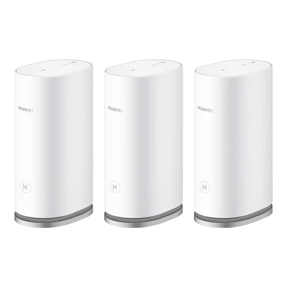 Huawei Mesh 3 WLAN seti (3 paket), tüm ev ağı WiFi 6 sistemi AX3000 çift bantlı yönlendirici, 600 m²'ye kadar menzil ve 250 cihaz, her ünite için 3x Gigabit bağlantı noktası, WPA3 ürün görseli 1