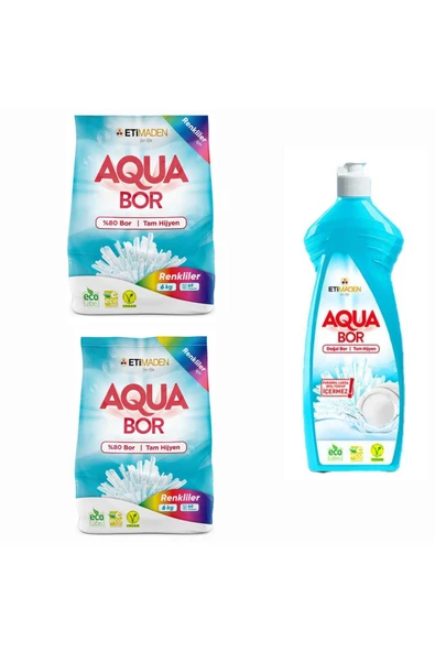 AQUBOR ÇAMAŞIR DETERJANI RENKLİLER İÇİN 80 YIKAMA 12 KG+ AQUABOR BULAŞIK DETERJANI 650 ML ürün görseli 1