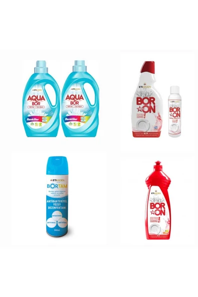 AQUABOR SIVI DETERJAN RENKLİLER İÇİN 66 YIKAMA+ BULAŞIK DETERJANI+ BORTAM DEZENFEKTAN ürün görseli 1