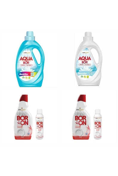 AQUABOR ÇAMAŞIR DETERJANI RENKLİ VE BEYAZLAR İÇİN 66 YIKAMA+ BULAŞIK MAKİNESİ DETERJANI 82 YIKAMA TM ürün görseli 1