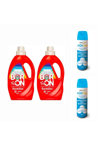 DOĞAL SIVI ÇAMAŞIR DETERJANI BORON RENKLİLER İÇİN 26*2 YIKAMA+ BORTAM DEZENFEKTAN 500 ML*2 ADET ürün görseli 1