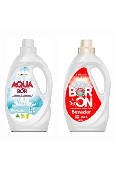 AQUABOR DOĞAL MİNERALLİ BEYAZLAR İÇİN 33 YIKAMA+ BORON SIVI BEYAZLAR İÇİN 26 YIKAMA TM ürün görseli 1
