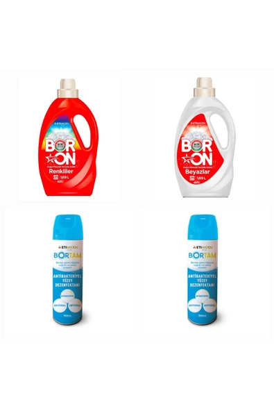DOĞAL SIVI DETERJAN BORON RENKLİLER ve BEYAZLAR İÇİN 26*2 + BORTAM DEZENFEKTAN 500 ML*2 ADET ürün görseli 1