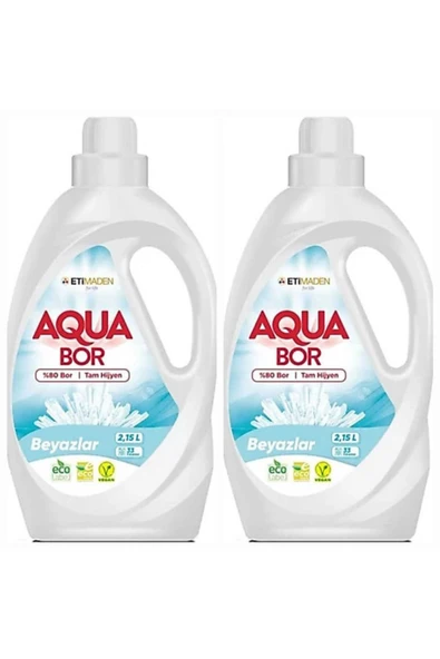 Aquabor Sivi Çamaşir Deterjani Beyazlar İçi̇n 2 Adet 66 Yikama Doğal Mi̇neralli̇ ürün görseli 1