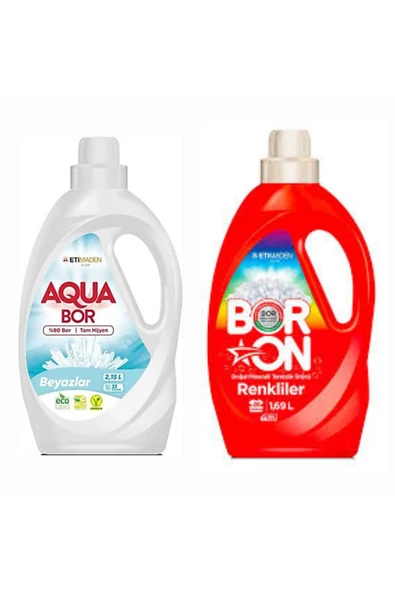 AQUABOR DOĞAL MİNERALLİ BEYAZLAR İÇİN 33 YIKAMA+ BORON SIVI RENKLİLER İÇİN 26 YIKAMA TM ürün görseli 1