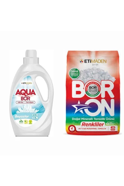 ETİMADEN SIVI ÇAMAŞIR DETERJANI BEYAZLAR İÇİN 33 YIKAMA + BORON TOZ 4 KG RENKLİLER İÇİN 26 YIKAMA TM ürün görseli 1