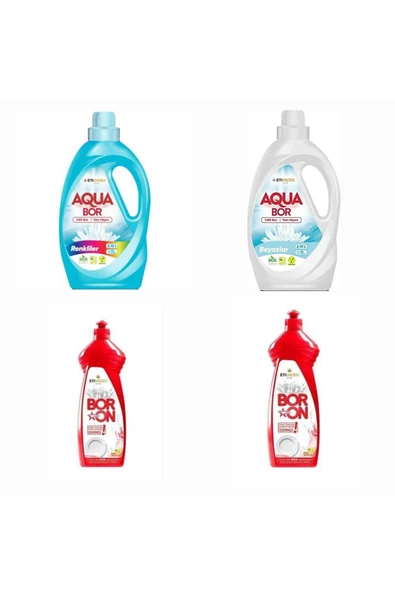 AQUABOR SIVI ÇAMAŞIR DETERJANI RENKLİ VE BEYAZLAR İÇİN 66 YIKAMA + BULAŞIK DETERJANI 2 ADET TM ürün görseli 1
