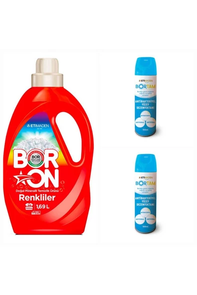 DOĞAL SIVI ÇAMAŞIR DETERJANI BORON RENKLİLER İÇİN 26 YIKAMA+ BORTAM DEZENFEKTAN 500 ML*2 ADET ürün görseli 1