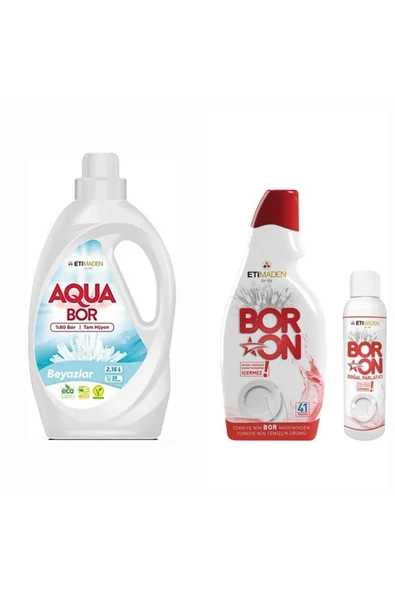AQUABOR DOĞAL SIVI ÇAMAŞIR DETERJANI BEYAZLAR İÇİN 33 YIKAMA+BULAŞIK MAKİNESİ DETERJAN 41 YIKAMA ürün görseli 1