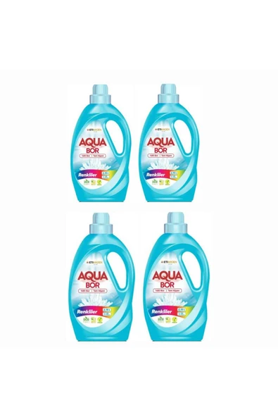 AQUABOR SIVI ÇAMAŞIR DETERJANI RENKLİLER İÇİN 4 ADET 132 YIKAMA DOĞAL MİNERALLİ ürün görseli 1