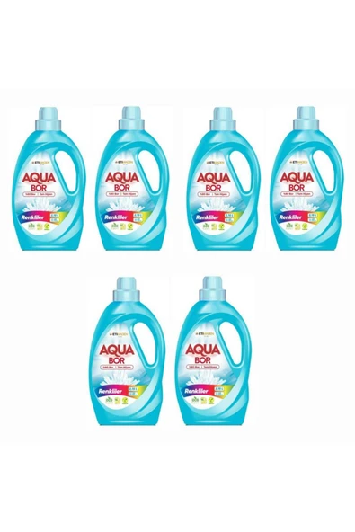 Aquabor Sıvı Çamaşır Deterjanı Renkli̇ler İçi̇n 6 Adet 165 Yıkama Doğal Mi̇neralli̇ ürün görseli 1
