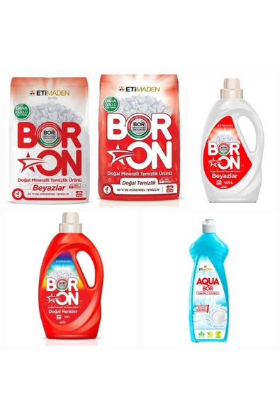 BORON 4 KG TOZ ÇAMAŞIR DETERJAN+SIVI DETERJAN RENKLİLER+BEYAZLAR 1.69 +ELDE YIKAMA BULAŞIK DETERJANI ürün görseli 1